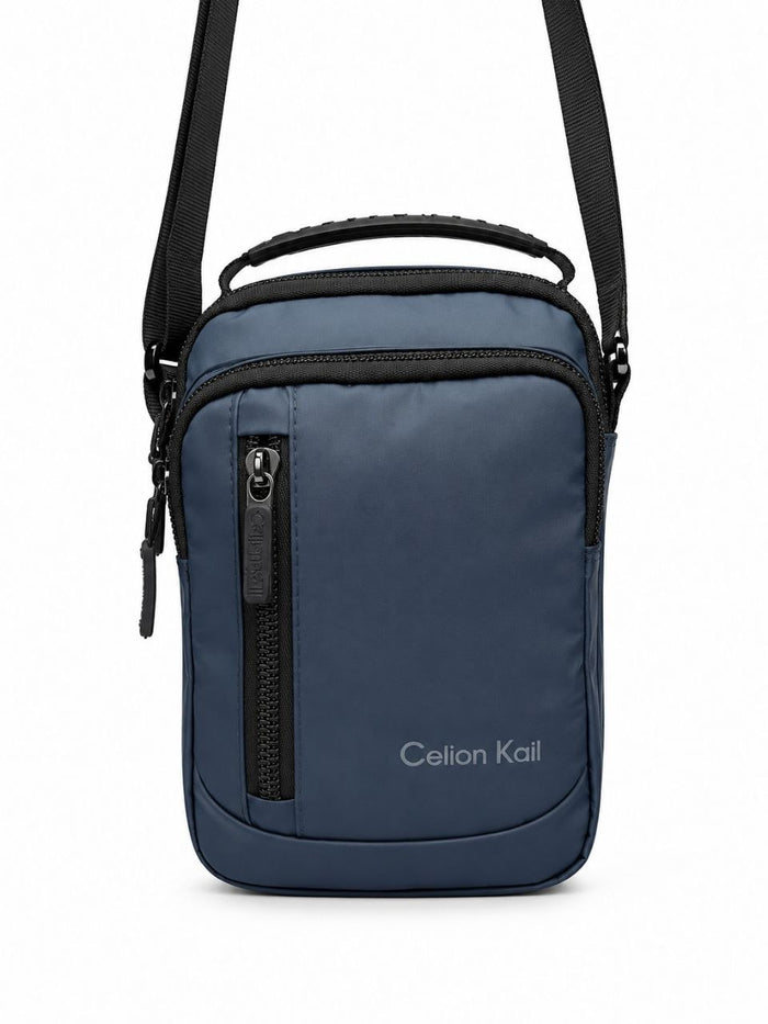 CELION KALI SLING BAG MUTIPURPOSE FOR TRAVEL 3 SMALL COMPARTMENTS WATER RESISTANT FABRIC NAVY BLUE