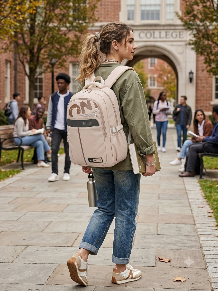 KOREAN BAG WHITE  CREAM 25L BACKPACK FOR CASUAL AND PROFFESIONAL USE WITH LAPTOP COMPARTMENTS