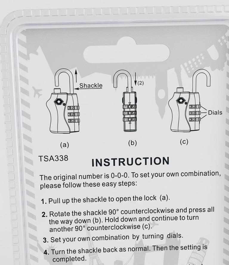 SAPPHIRE TSA LOCK COMBINATION FOR LUGGAGE STUITCASES