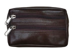 Premium Leather Multi-Zipper Pouch
