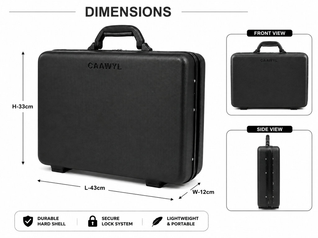 CAAWYL BRIEFCASE 18"  Briefcase, Dark Grey, 18L x 14H x 5W Inch For Files Papers Documents