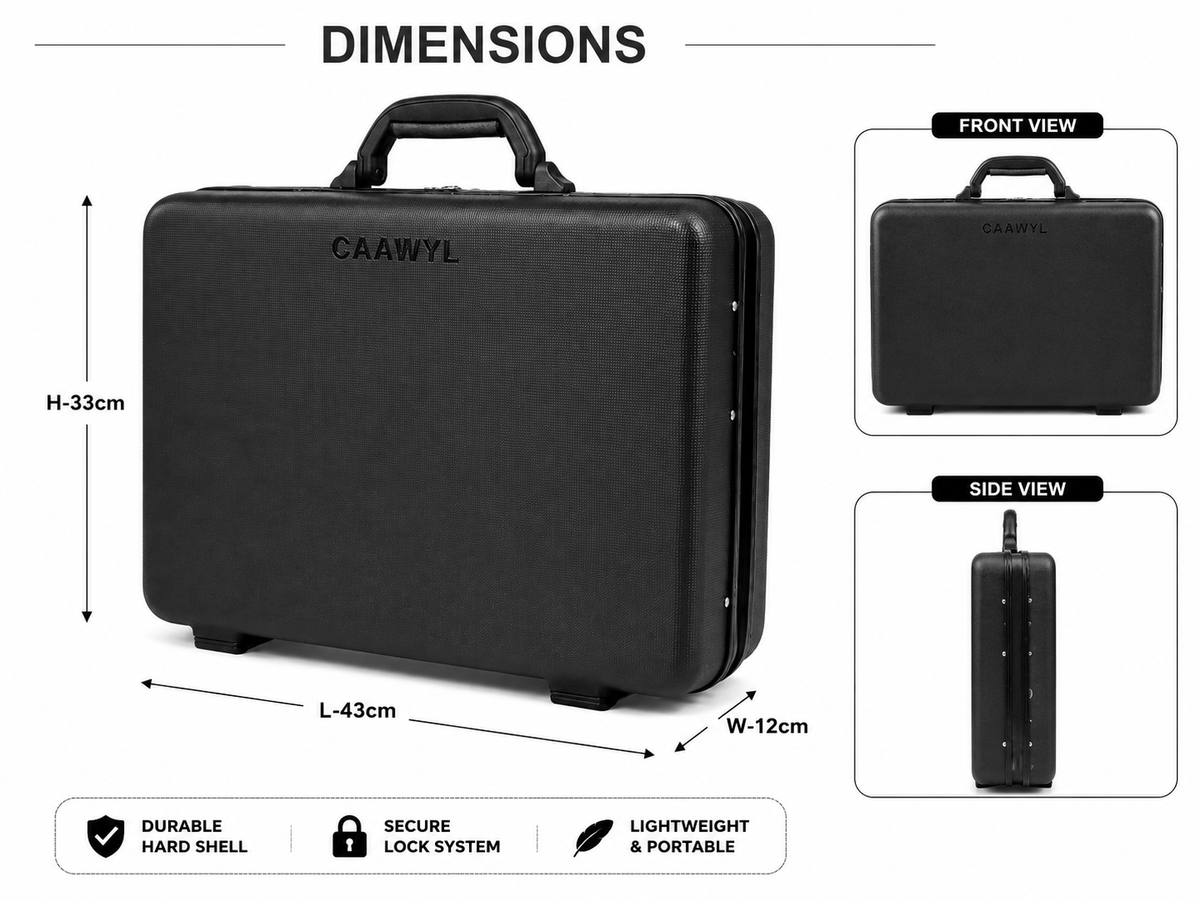 CAAWYL BRIEFCASE 18"  Briefcase, Dark Grey, 18L x 14H x 5W Inch For Files Papers Documents