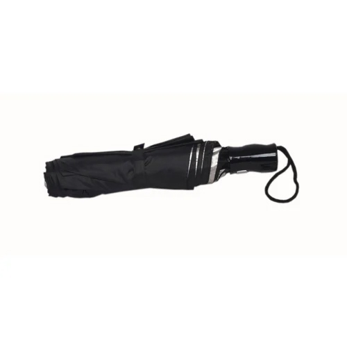 3 Fold Polyester Auto Open Button Black Umbrella