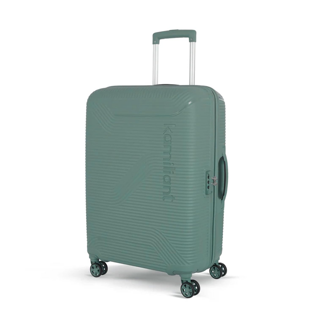 Kamiliant Nexus 3-Piece Luggage Set | PP Hard-Shell Trolley with 8 Spinner Wheels & 3-Digit Lock, Trolley Bag/Luggage/Suitcase for Travel for Men and Women (Sage Green, Set of 3 (55 cm/69 cm/79 cm))