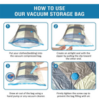 Vacuum Storage Bags with Hand Pump | Set of 5 Space Saver Bags (1 Jumbo, 2 Large, 2 Medium) | Reusable Airtight Ziplock Compression Bags for Clothes, Blankets, Comforters, Bedding & Travel