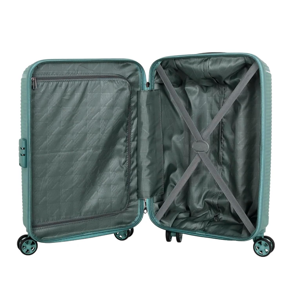 Kamiliant Nexus 3-Piece Luggage Set | PP Hard-Shell Trolley with 8 Spinner Wheels & 3-Digit Lock, Trolley Bag/Luggage/Suitcase for Travel for Men and Women (Sage Green, Set of 3 (55 cm/69 cm/79 cm))