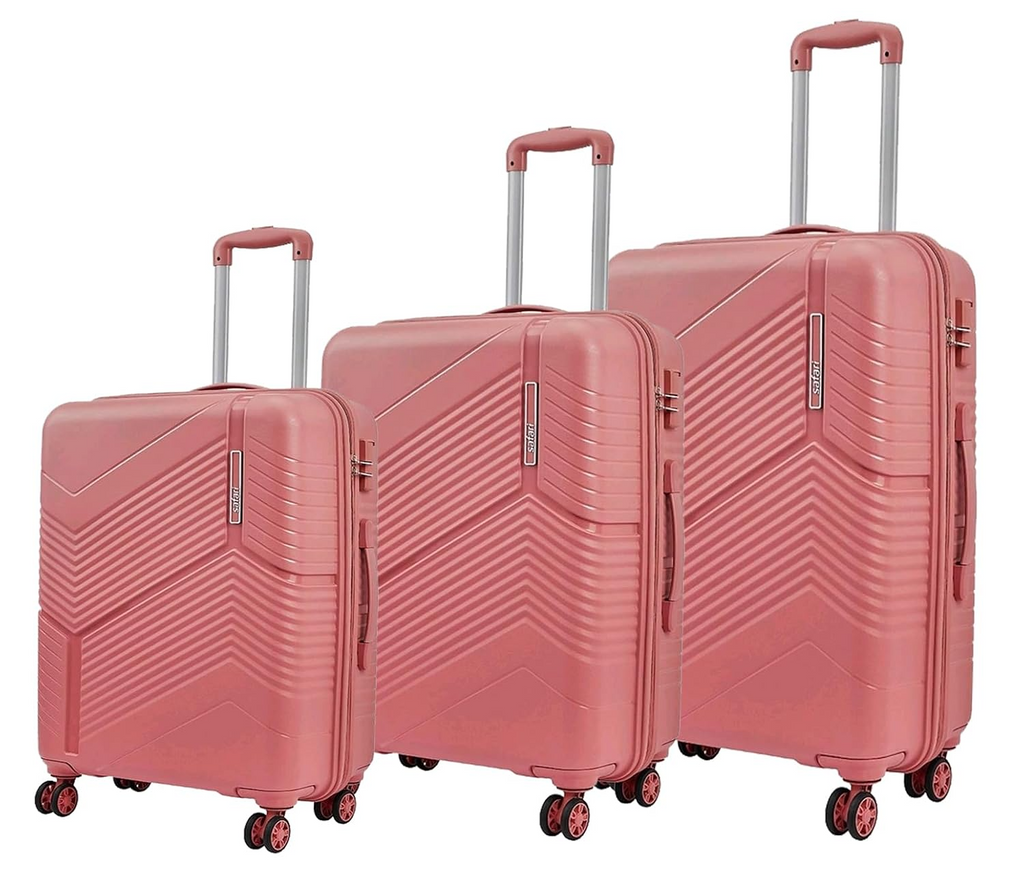 Safari Carter Hard-Sided Polypropylene Suitcase 5 Years Warranty Luggage Set of 3 Trolley Bags (55 & 67 & 76 cm