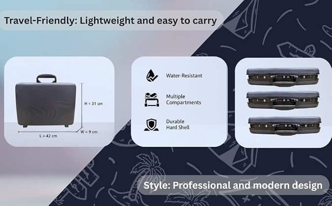 CAAWYL 17L×13H×4W Inch Briefcase – Grey | Water-Resistant Office & Travel Organizer | Easy-Go Design | Ideal for Advocates, Engineers, Documents & Tools