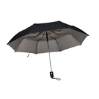 3 Fold Polyester Auto Open Button Black Umbrella