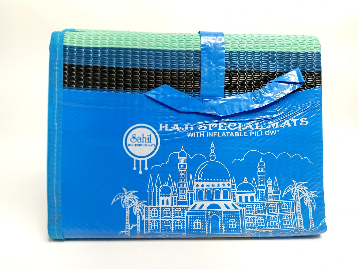 HAJJ AND UMRAH MAT WITH INFLATABLE PILLOW COMPACT (COLORS MAY VARY)