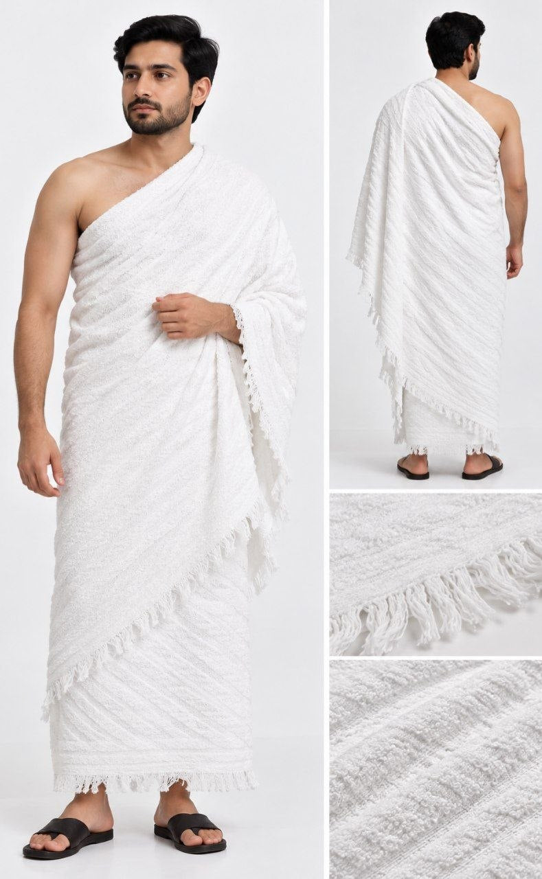 Men's Ihram for Hajj & Umrah (Set of 2 towels, Top & Bottom) Microfiber